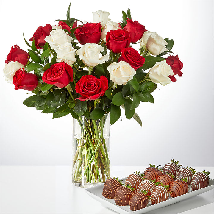 product image for Santa Baby Rose Bouquet and Berry Bundle