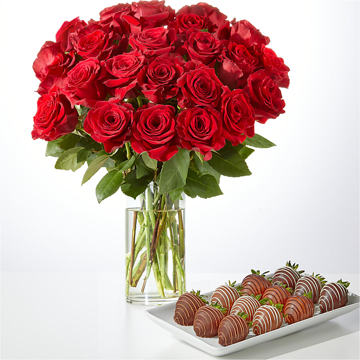 product image for Red Rose Bouquet and Berry Bundle