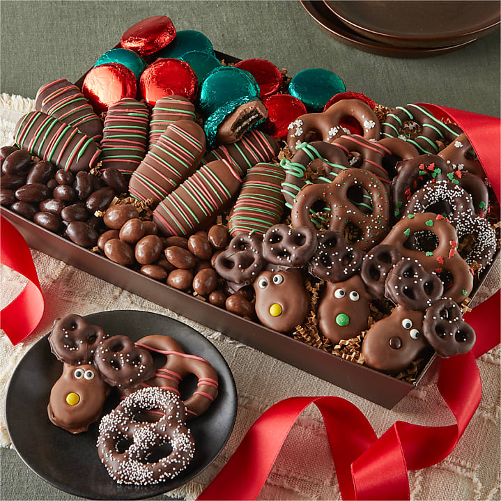 product image for Reindeer Belgian Chocolate Covered Treats Gift Basket