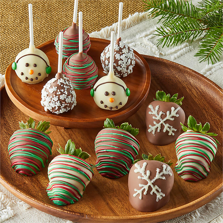 product image for Winter Wonderland Belgian Chocolate Covered Strawberries and Cake Pops